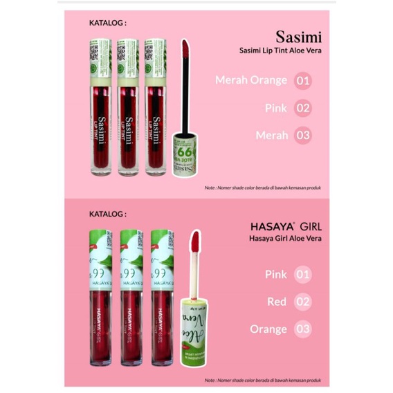 SASIMI Aloe Vera 99 Lip Tint / Liptint Sasimi/ORIGINAL/BPOM