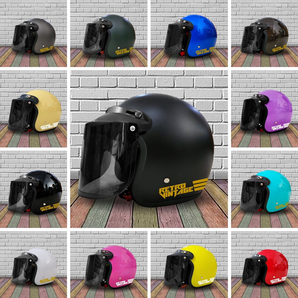 Helm bogo dewasa motif garis tiga classic garis klasik-1