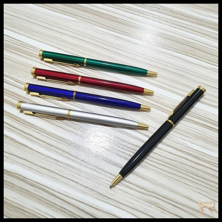 

Biru Pulpen 3 Kancing Emas / Pena Besi Metal Gift Souvenir Pen Gold