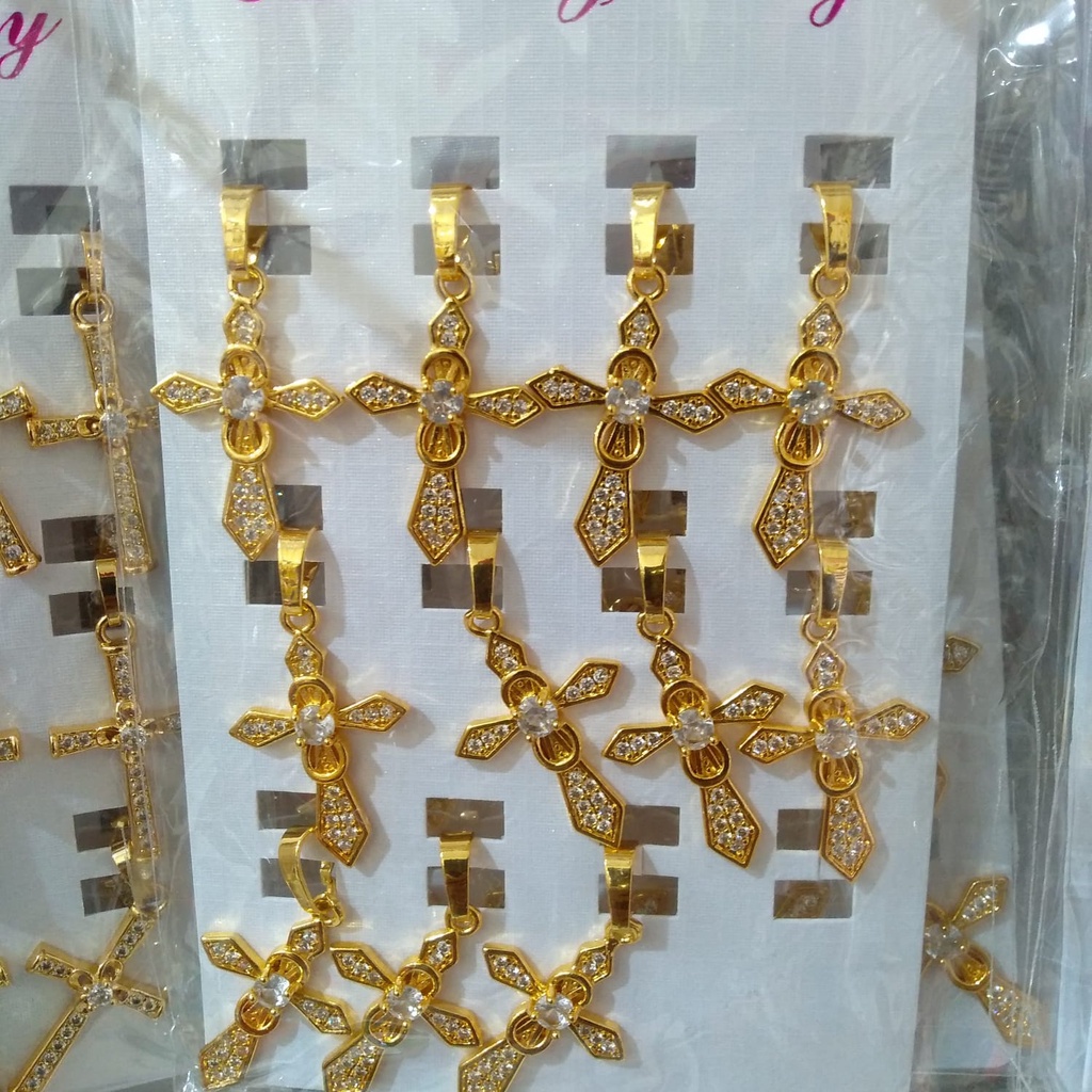 AV326 Grosir Liontin Kalung Salib Berbagai Motif Anti Karat