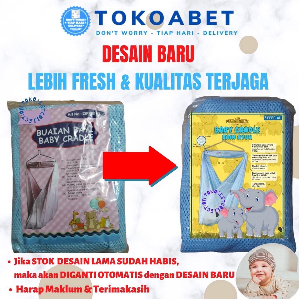 Kain Ayunan Bayi Zipper Ukuran XL/Jumbo untuk kapasitas lebih besar &amp; luas #tokoabet