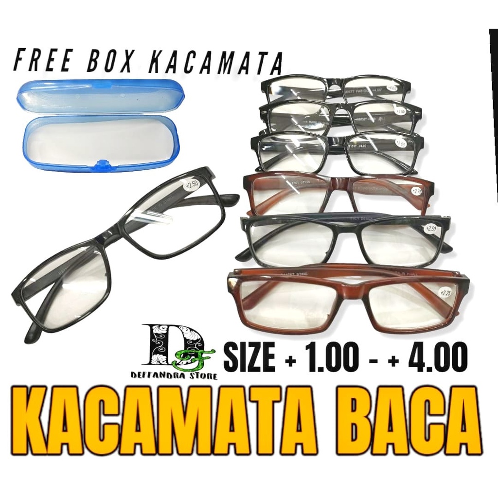 Kacamata plus Free Box - Kacamata Baca Rabun Dekat Plus 0.50 s/d Plus 4.00