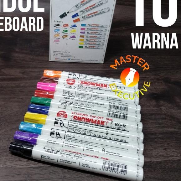 

Snowman Spidol White Board Marker BG-12 Hitam Merah Biru Hijau / Dozen - Hitam