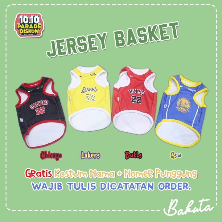 [𝗕𝗜𝗦𝗔 𝗖𝗢𝗦𝗧𝗨𝗠 𝗡𝗔𝗠𝗔] Baju basket untuk Kucing dan anjing Bisa Pilih Team basket Favorit | Jersey Basket Kucing dan Anjing