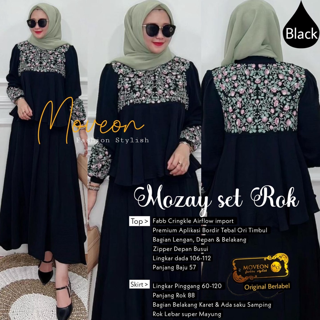 Mozay Set Rok Bordir Asli Setelan Wanita Muslim Gamis Bordir Original Produk By Moveon