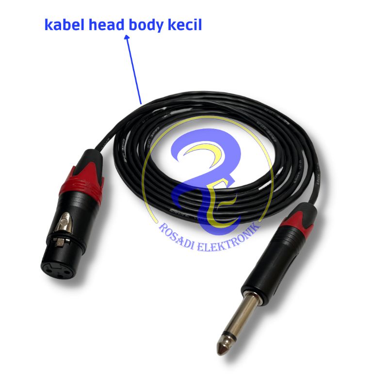 kabel mic jack canon xlr female hitam to akai mono hitam | kabel head body kecil