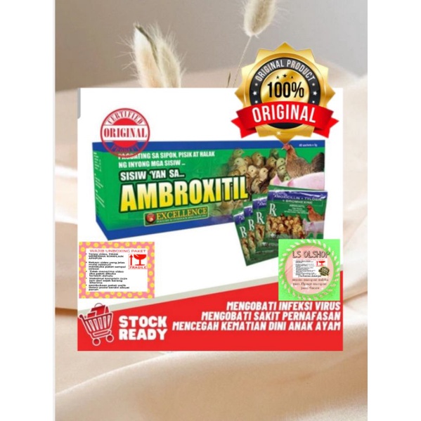 1 saset ambroxitil harga promo murah obat ayam burung anjing kucing kerbau sapi semua hewan sakit muntah lesu asli impor philipine