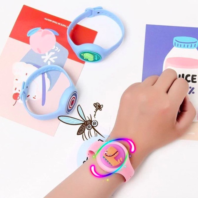 Gelang Anti Nyamuk LED Bentuk Jam Tangan Bayi Clip Gesper Anak Karakter kartun Lucu Anti Air