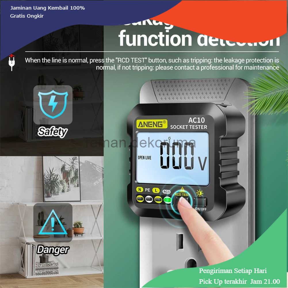 TD - SKT ANENG Stopkontak Voltage Tester Detector Grounding Wire - AC10