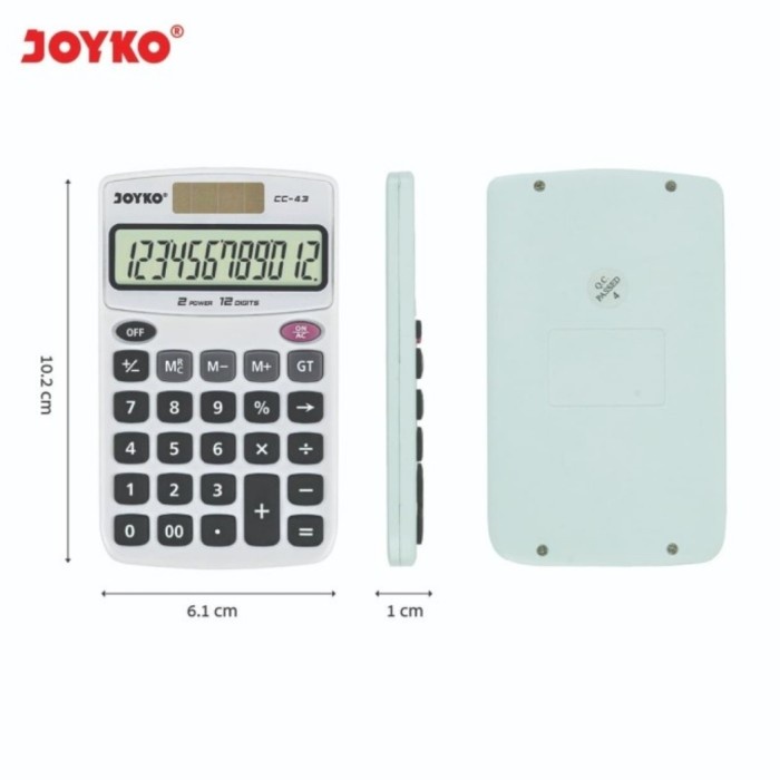 

JOYKO CC43 CALCULATOR POCKET 12 Digits - Kalkulator Saku CC 43