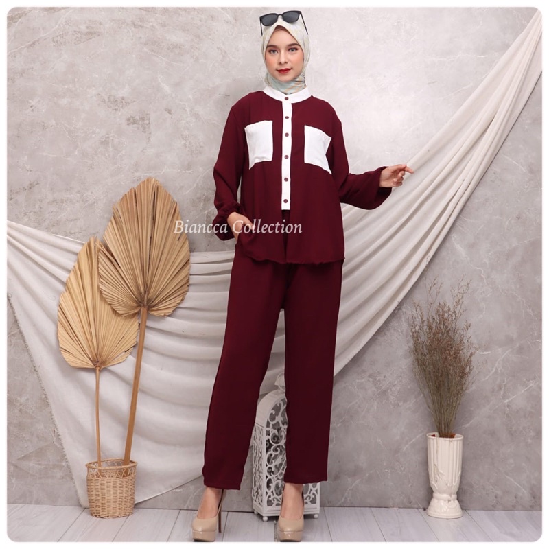 RISA SET ONE SET CRINKLE KOMBINASI KANTONG DEPAN SETCEL CRINKLE