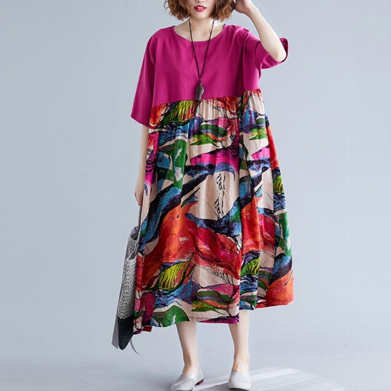 73002 Baju Maxi LOOSE OVERSIZED Dress gaun pesta daster rumahan pink ala Korea Korean style wanita i