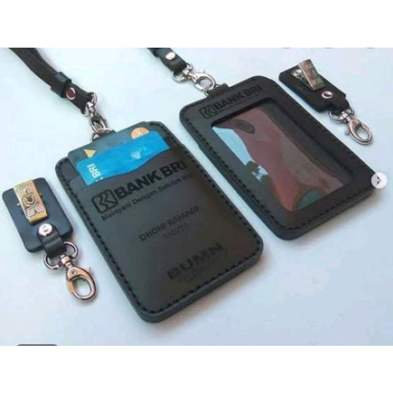 

lanyard kulit id card holder name tag kulit asli bank BRI