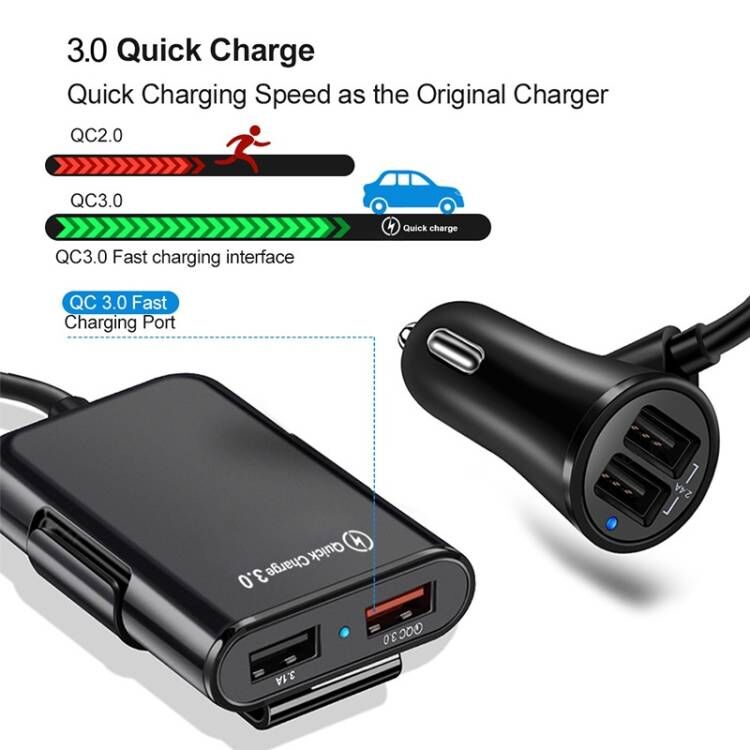 Mobil Charger HP 4 Port USB HP Car Charger Super Fast Charging 3.1A Qualcomm QC3.0 8A 4 in 1