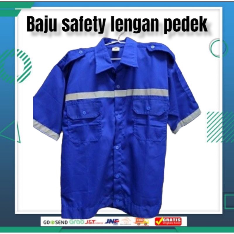 BAJU SAFETY LENGAN PENDEK/BAJU safety proyek/baju proyek lengan pendek warna biru bca