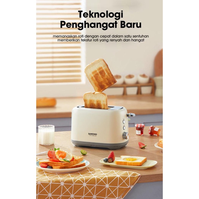 Samono 800W Toaster Elektrik Pemanggang Roti Listrik Bread Toaster 6 Tingkat Panas 2 Sisi SW-TT800