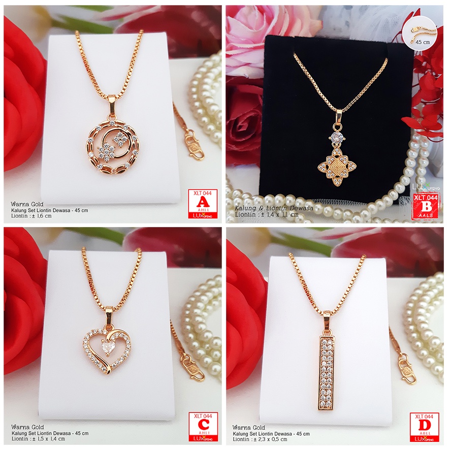 XLT 044 Kalung Set Liontin Permata Sirkon Perhiasan Lapis Emas Imitasi Awet Tidak Mudah Luntur Aksesoris Wanita Luxx Xuping