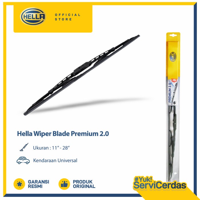 Hella Wiper Mobil Blade (Ukuran 12"-28") 1pcs - Wiper Premium Depan Semua Tipe Mobil