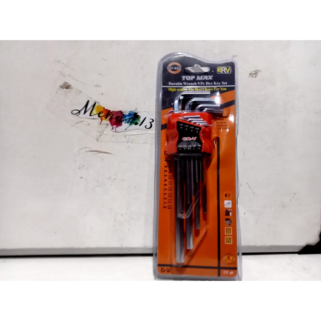 KUNCI L PANJANG/ KUNCI L CRV SET 9 Pcs - TOP MAX