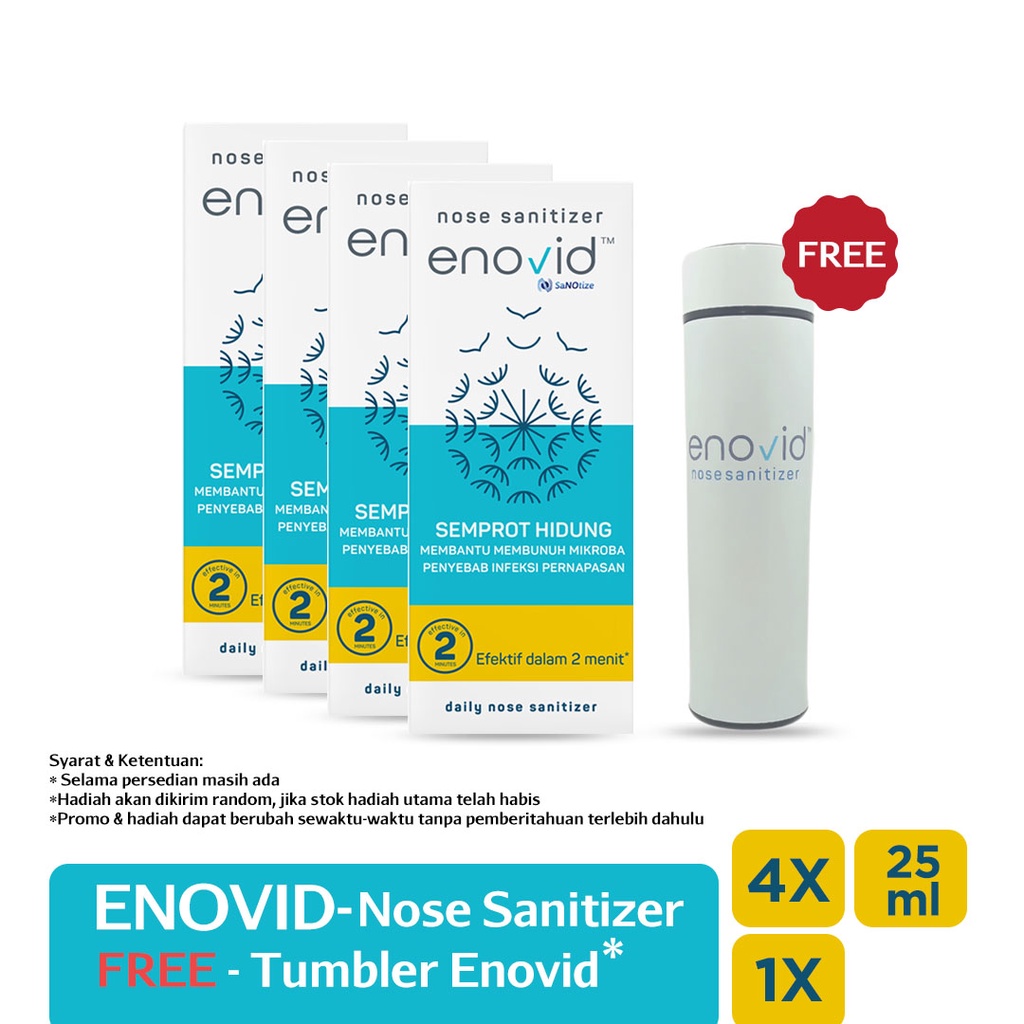 Jual ENOVID Family Pack Nose Sanitizer (4x25ml) FREE Tumbler | Shopee ...