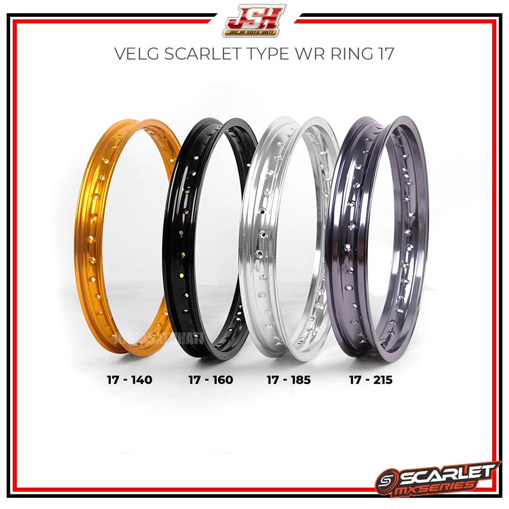 NEW Pelak Pelek Velg Lingkar Alumunium Scarlet Racing Ring 17 140 160 185 215 Motor Cb 150 R Mio