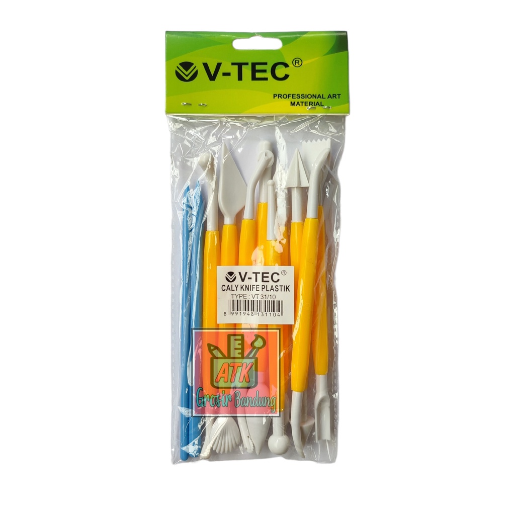 

V-Tec Clay Knife Plastik VT-31/10 Set 10 pcs / Vtec Pisau Ukir Clay Kombinasi Putih Kuning Biru / Pisau Ukir Tanah Lita Bahan Plastik – Set 10 SHAGB