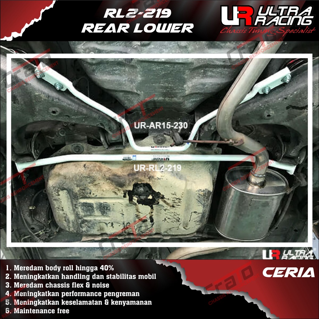 Aksesoris Stabiliser ULTRA RACING Safety Bar - Rear Lower Bar 2 Points - Daihatsu Ceria - RL2-219 - 