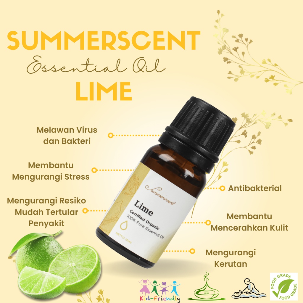 SUMMERSCENT Essential Oil Aromatherapy Aroma LIME Pengharum Ruangan Esential Oil Aromaterapi