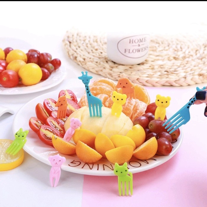 HOT SALE !! 10pcs Tusukan Bento ANIMAL JERAPAH Garpu Buah/Kue/Dessert/Bento Lucu Anak