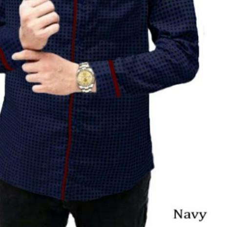 TJ BAJU KEMEJA KOKO MUSLIM LENGAN PANJANG - Navy Mikro, M