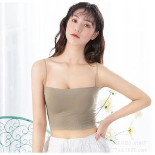 TJM BR279 Tanktop Bra With Cup Tank top Basic Wanita Square spaghetti Crop