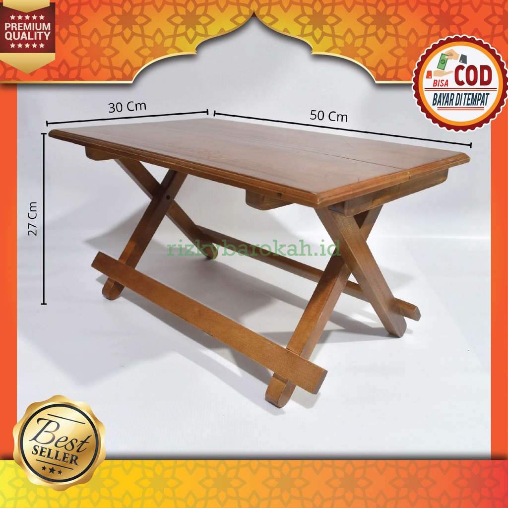 Meja Lipat Kayu Alquran Belajar Mahoni Besar (Panjang 50 cm Lebar 30 cm Tinggi 27 cm) Tatakan Rekal 