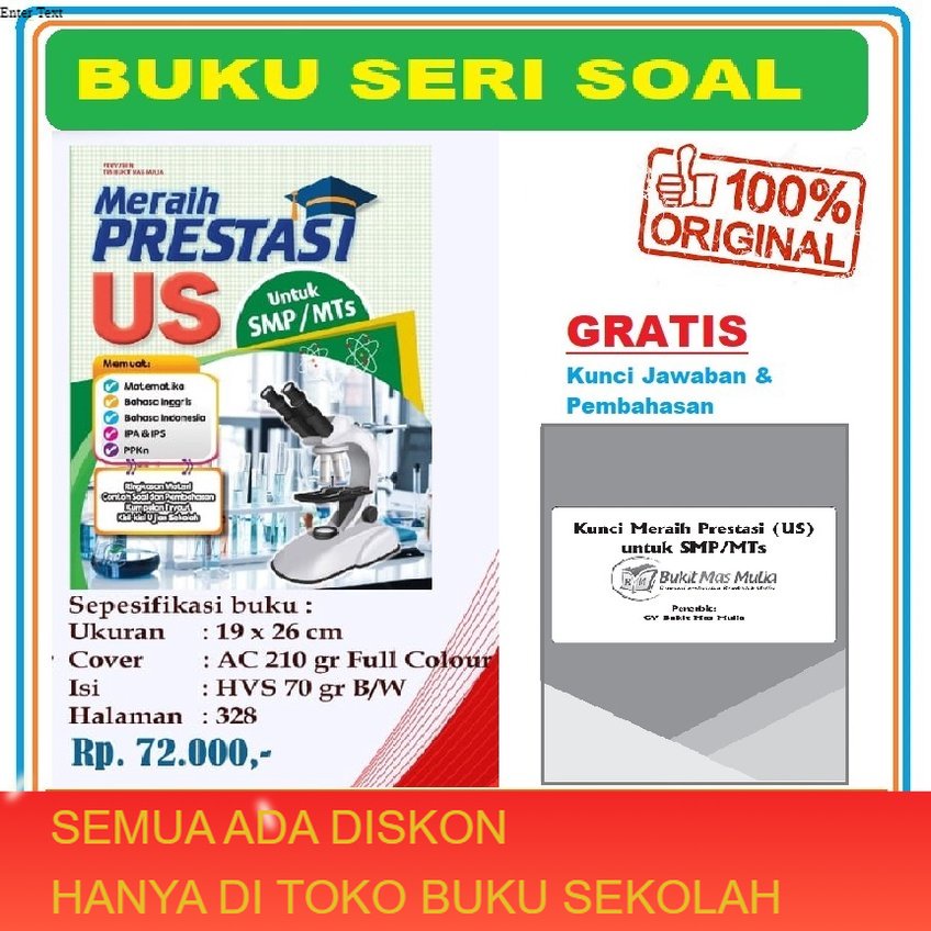 diskon Buku MERAIH PRESTASI UJIAN SEKOLAH SMP / MTS Kelas 9 - Gratis Kunci Jawaban & Pembahasan