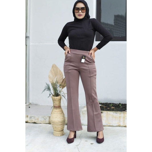 Cutbray basic pants / celana basic scuba premium / jumbo / bigsize