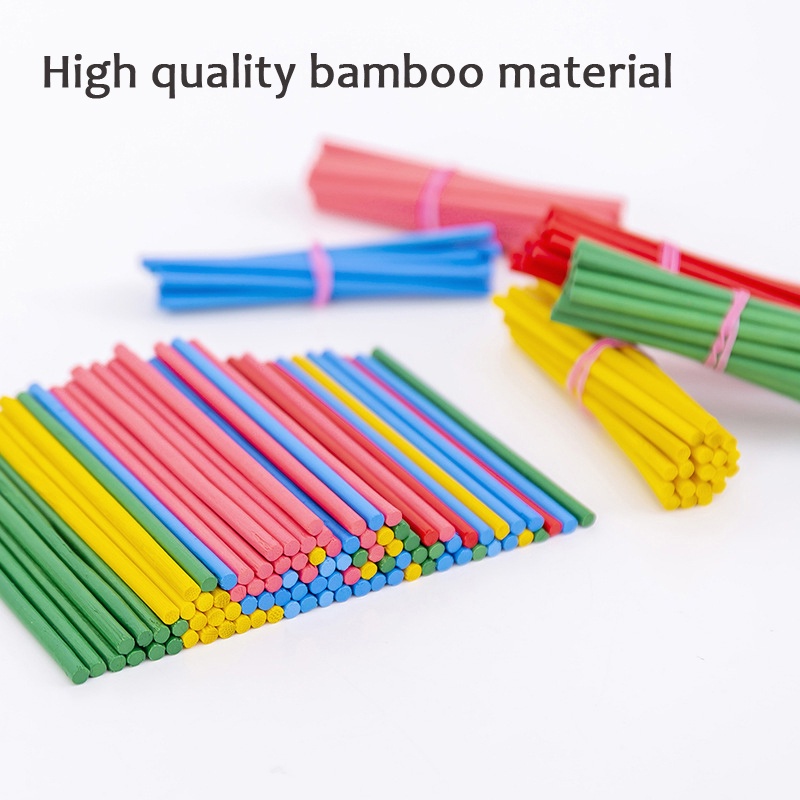 100pcs Stik Bambu Warna-Warni Untuk Belajar Berhitung / Matematika