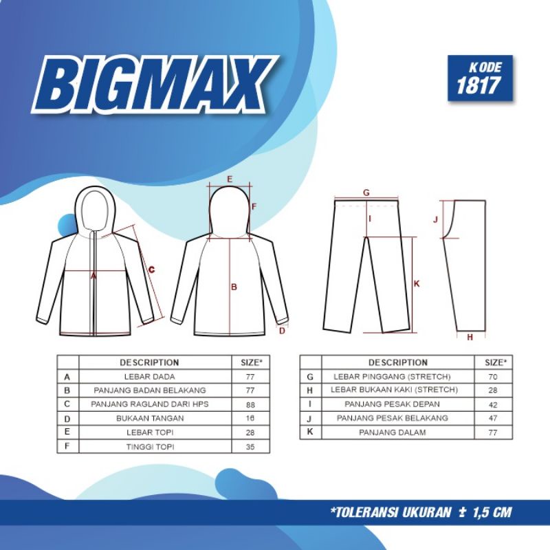 Jas Hujan Mantel Hujan Jaket Celana BIGMAX 3XL 1817 Plevia Mantel Mantol Super Jumbo 3XL