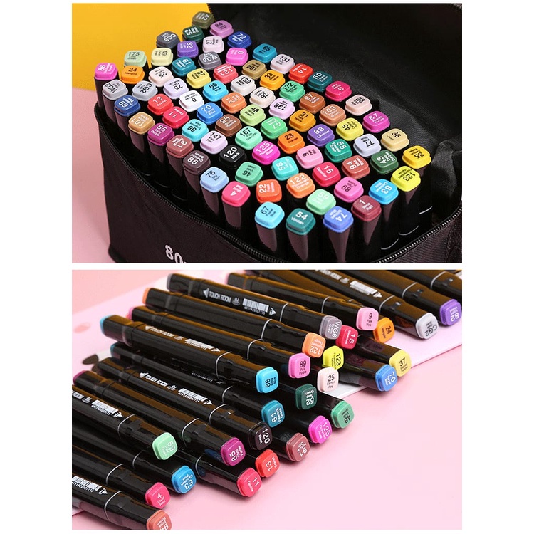 HZ TouchFive 24/36/48/60/80 Warna Sketsa Spidol Umum General Marker Set Animation Markers / Twin Market Set Spidol