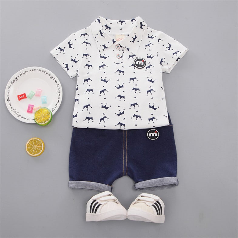 LID9119 - 2 in 1 Setelan T-Shirt Kerah Bayi/ Balita Cotton Blends