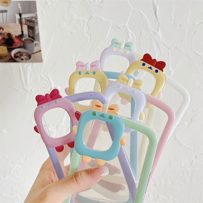 Case Transparan Motif Monster Kecil Warna Kontras Untuk IPhone X 13 12 11Promax xs xr