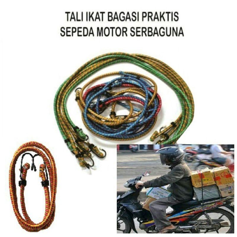 Tali Bagasi Karet Elastis pengikat Barang di Motor Berkualitas Tebal  Serbaguna Multifungsi Panjang 1 Meter