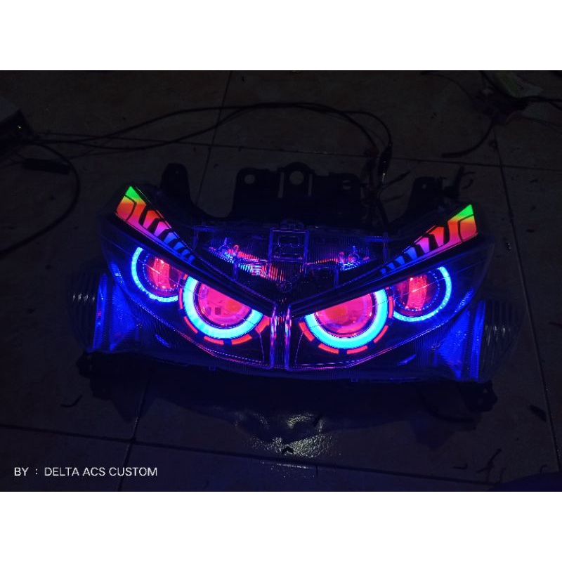 Projie & Lampu Alis AEROX Komplit l Custom Headlamp Reflektor AEROX I Modifikasi Lampu Aerox