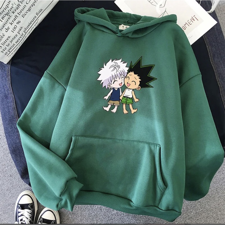 Gon Killua ANIME Jumper Hoodie II Sweater Hoodie Anime II Sweter Oblong Topi II SIZE M - XL ( Pria &amp; Wanita / Anak &amp; Dewasa )