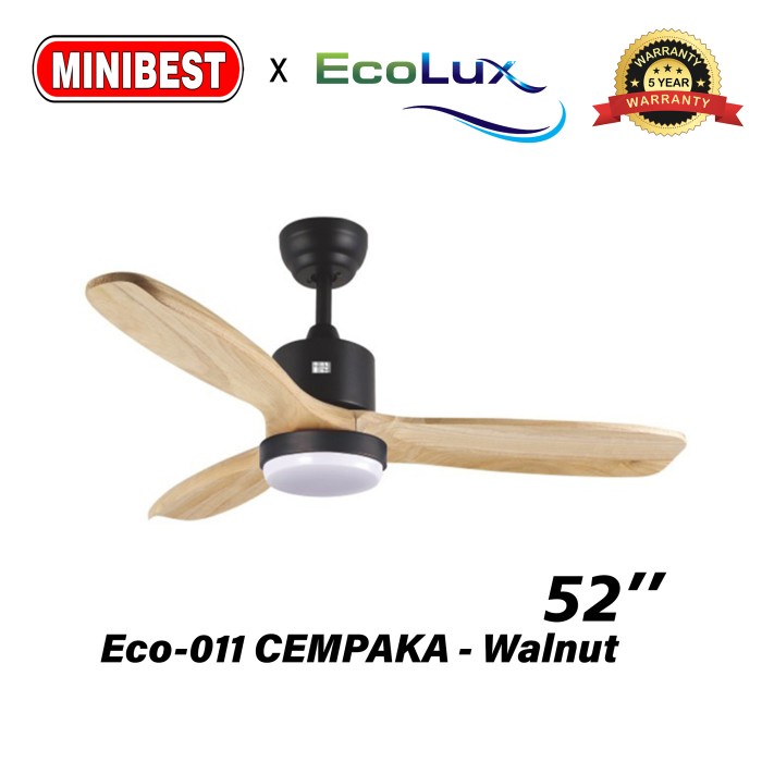 MB Kipas Angin Lampu Gantung Motip kayu Ecolux tipe Eco-011 CEMPAKA