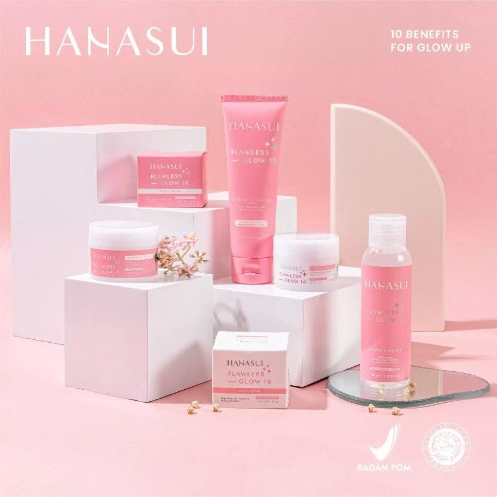 HANASUI Flawless Glow 10 | HANASUI ACNE TREATMENT SERIES | Hanasui Acne Treatment - Day Night Cream Essence Gentle Cleanser Spot Gel