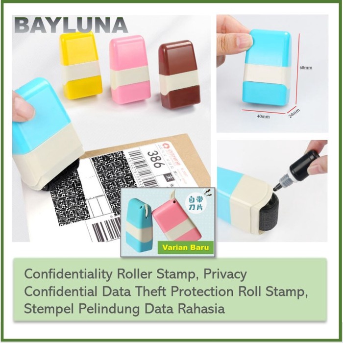 

Privacy Confidential Data Protect Theft Roller Stamp Stempel Pelindung - Standard Blue