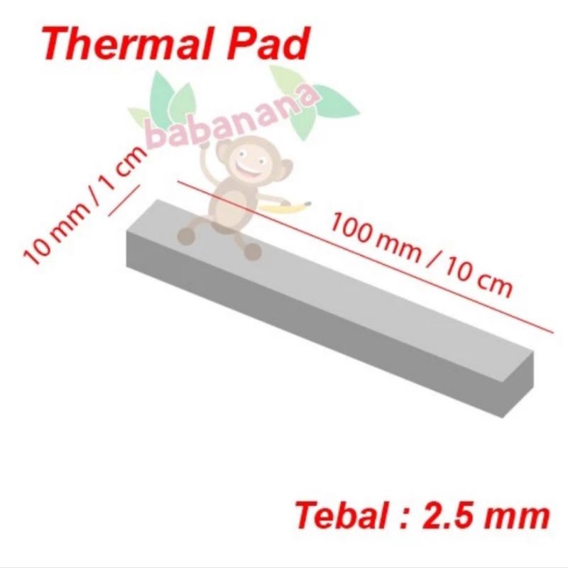 Thermal pad 100mm x 10mm x 2.5mm Grey prosesor memory heatsink