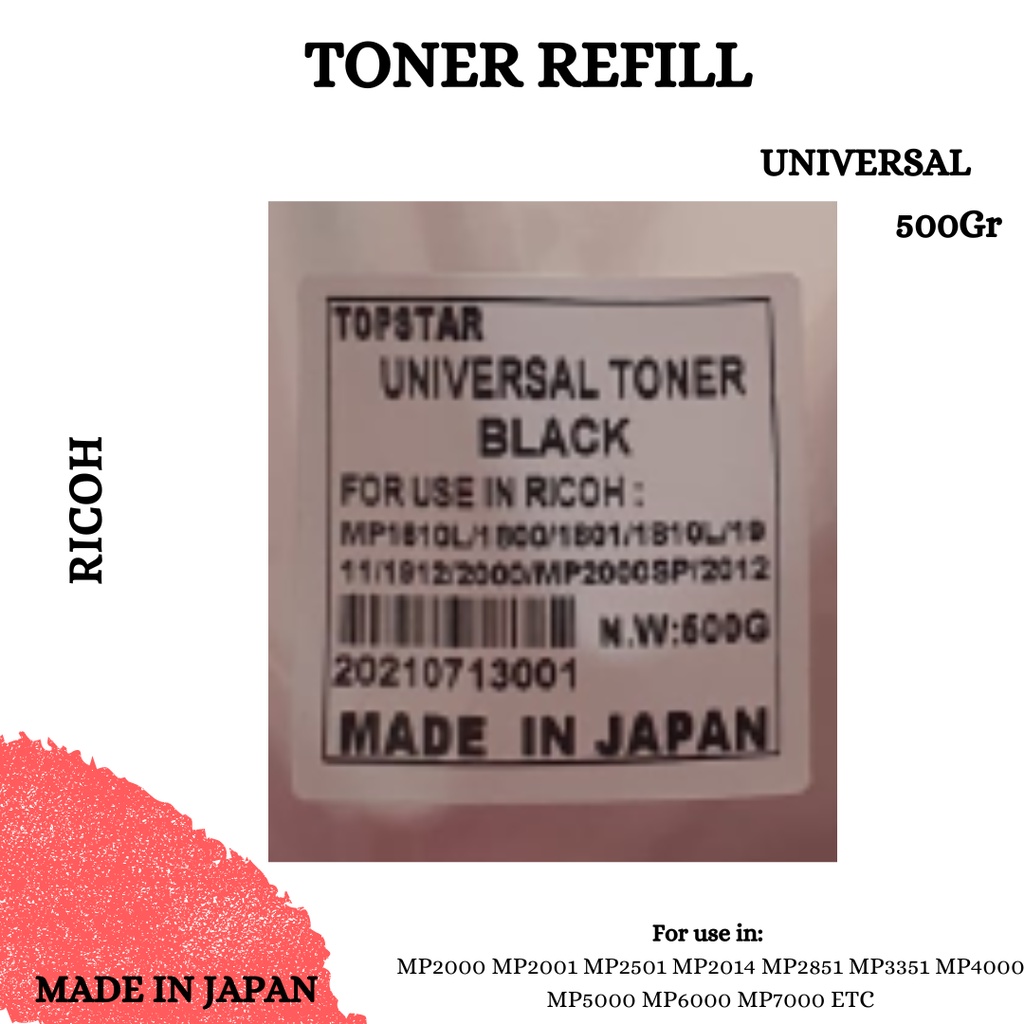 Toner Refill Ricoh Gestetner MP2000 MP2001 MP2501 MP2014 MP2851 MP3351 MP4000 MP5000 MP6000 MP7000 MP8000