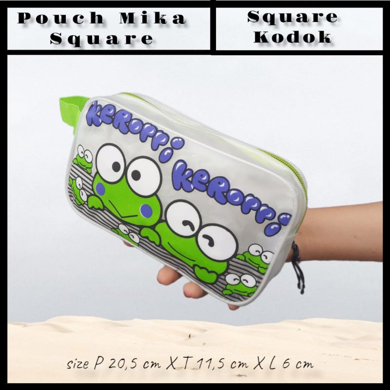 POUCH SQUARE KARAKTER BAHAN MIKA TRANS