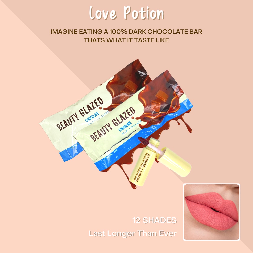 BEAUTY GLAZED WHITE CHOCOLATE NEW LIPSTICK MATTE LONG-LASTING SMOOTH LIQUID LIP GLOSS KEMASAN PUTIH ORIGINAL