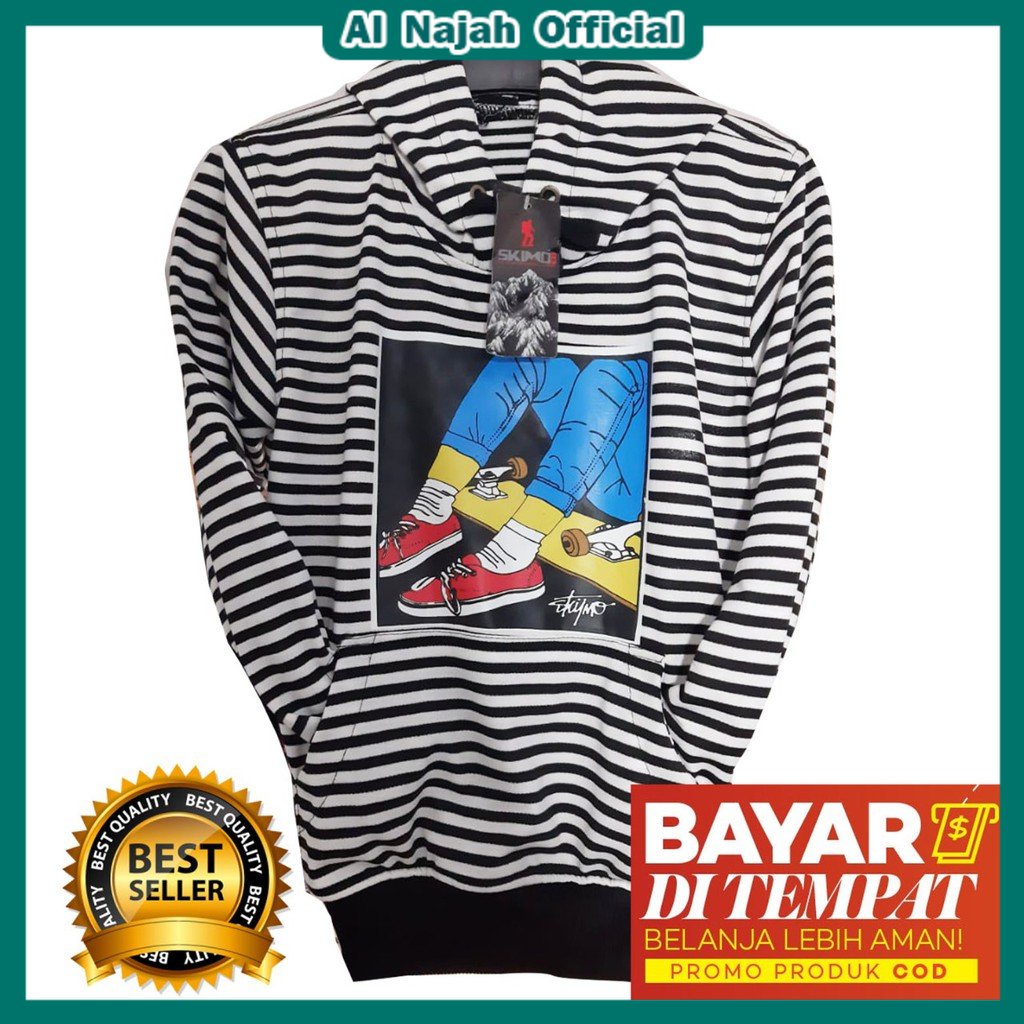 COD Jaket Salur Garis Besar Belang Hodie Zipper Pria Wanita